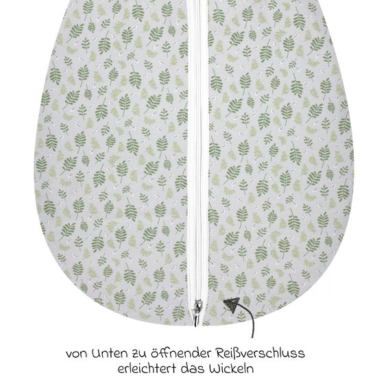 Alvi Kugelschlafsack Mäxchen Thermo mit Arm - Organic Cotton - Drifting Leaves - Gr. 110 cm