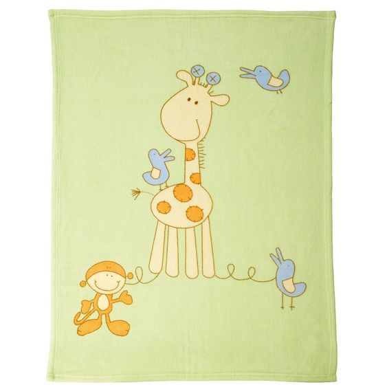 Alvi Kuscheldecke 75 x 100 cm - Giraffe & Vögel Grün