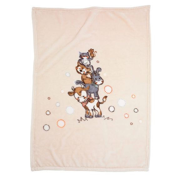 Alvi Kuscheldecke 75 x 100 cm - Tierpyramide - Beige