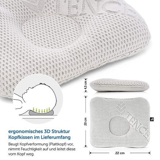 Alvi Kuschelnest inkl. Kaltschaummatratze, Baby-Kopfkissen und Klimaauflage - Triangel Grau