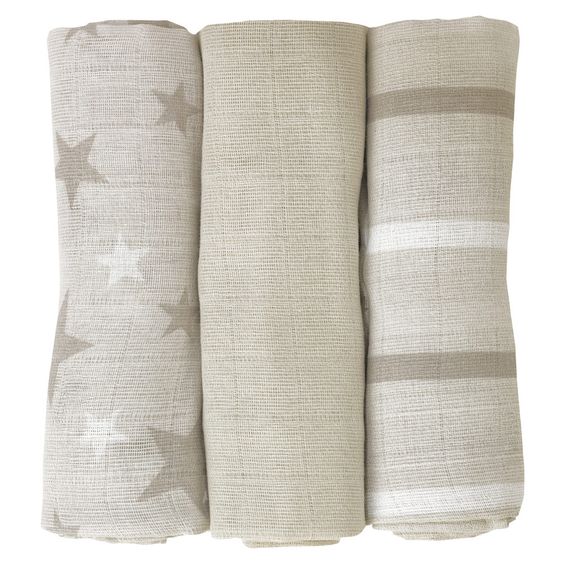 Alvi Mullwindel 3er Pack 80 x 80 cm - Stars Grau