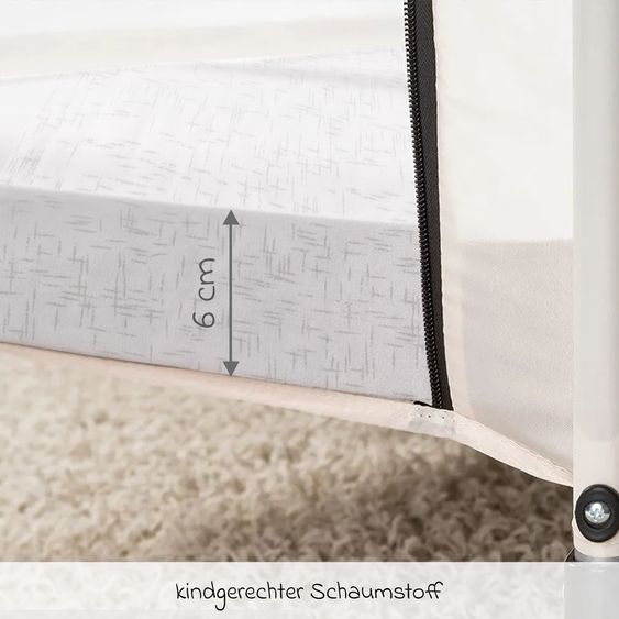 Alvi Reisebettmatratze Komfort - 60 x 120 cm / Höhe 6 cm, strapazierfähig, waschbar, schadstoffgeprüft - Grey Stripes