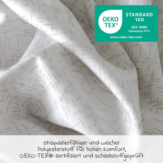 Alvi Reisebettmatratze Komfort - 60 x 120 cm / Höhe 6 cm, strapazierfähig, waschbar, schadstoffgeprüft - Grey Stripes