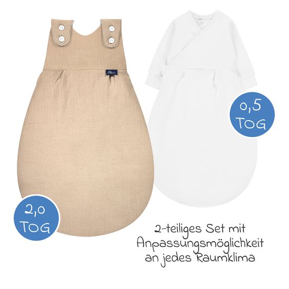 Alvi 2-tlg. Schlafsack Baby-Mäxchen 4 Season Mull - Sand-Beige - Gr. 56/62
