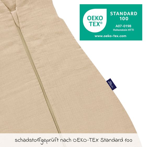 Alvi Schlafsack mit Füßen Sleep-Overall 4 Season Mull - Sand-Beige - Gr. 90 cm