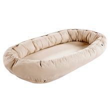 Muslin slumber nest with climate-regulating cold foam mattress - sand-beige