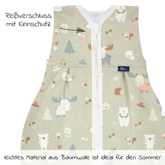 Alvi Sommer-Kugelschlafsack Molton Light - Baby Forest - Gr. 90 cm