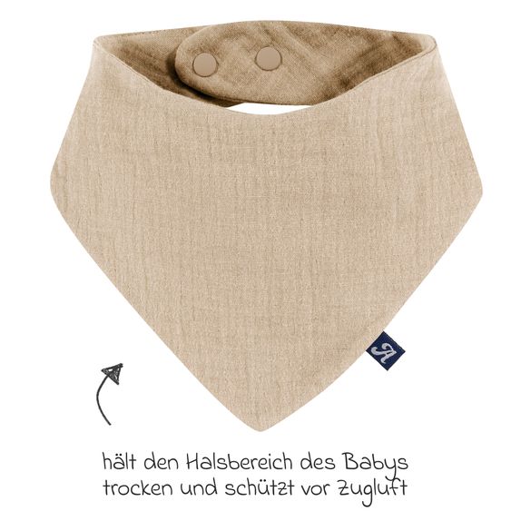 Alvi Sacco a pelo estivo con piedi in mussola / Sleep-Overall Light Mull + sciarpa GRATIS - Sabbia-Beige - Misura 90 cm