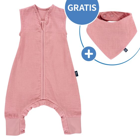 Alvi Sommer-Schlafsack mit Füßen Musselin / Sleep-Overall Light Mull + GRATIS Halstuch - Fox Glove - Gr. 100 cm