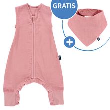 Sommer-Schlafsack mit Füßen Musselin / Sleep-Overall Light Mull + GRATIS Halstuch - Fox Glove - Gr. 100 cm