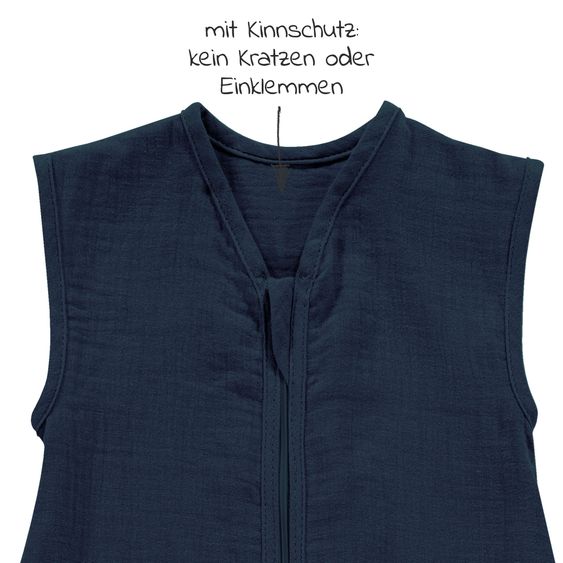 Alvi Sacco a pelo estivo con piedi in mussola / Sleep-Overall Light Mull + sciarpa GRATIS - Poseidon - misura 70 cm