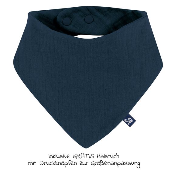 Alvi Sacco a pelo estivo con piedi in mussola / Sleep-Overall Light Mull + sciarpa GRATIS - Poseidon - misura 70 cm