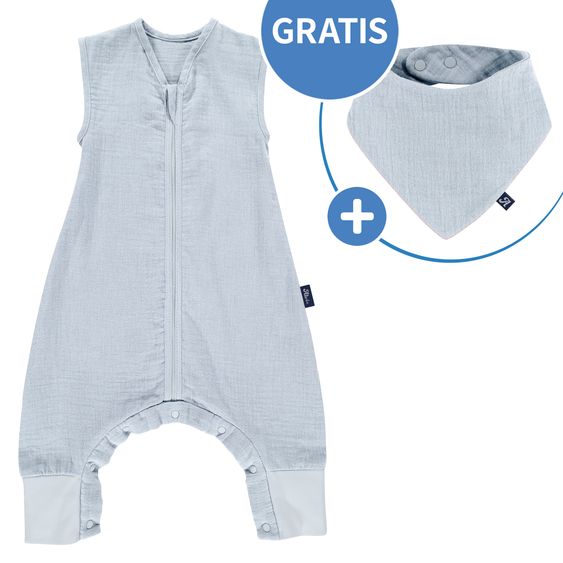 Alvi Sommer-Schlafsack mit Füßen Musselin / Sleep-Overall Light Mull + GRATIS Halstuch - Sky Way - Gr. 80 cm
