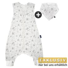 Sommer-Schlafsack mit Füßen / Sleep-Overall Light / Jumper + GRATIS Halstuch - Schäfchen Beige - Gr. 110 cm