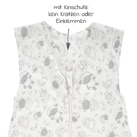 Alvi Sommer-Schlafsack mit Füßen / Sleep-Overall Light / Jumper + GRATIS Halstuch - Schäfchen Beige - Gr. 70 cm