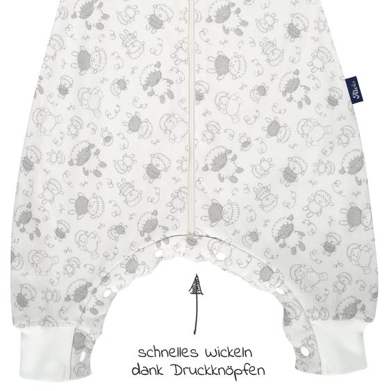 Alvi Sommer-Schlafsack mit Füßen / Sleep-Overall Light / Jumper + GRATIS Halstuch - Schäfchen Beige - Gr. 70 cm