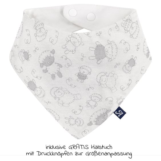Alvi Sommer-Schlafsack mit Füßen / Sleep-Overall Light / Jumper + GRATIS Halstuch - Schäfchen Beige - Gr. 70 cm