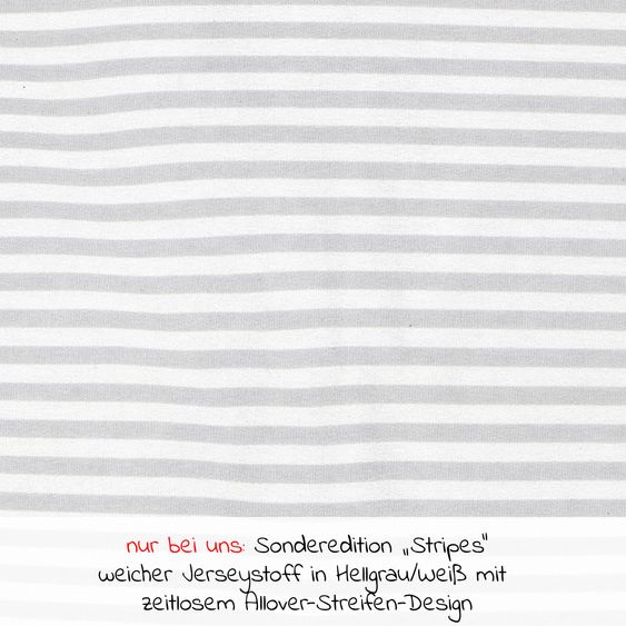 Alvi Sommer-Schlafsack mit Füßen / Sleep-Overall Light / Jumper + GRATIS Halstuch - Stripes Grey - Gr. 80 cm