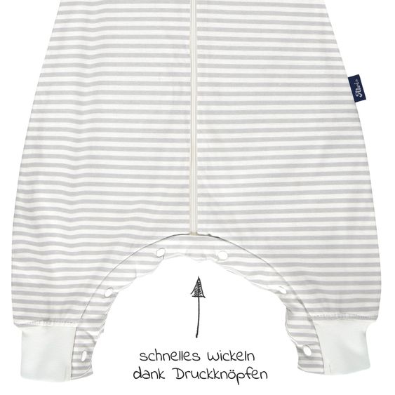 Alvi Sommer-Schlafsack mit Füßen / Sleep-Overall Light / Jumper + GRATIS Halstuch - Stripes Grey - Gr. 80 cm