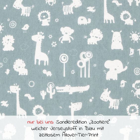Alvi Sommer-Schlafsack mit Füßen / Sleep-Overall Light / Jumper + GRATIS Halstuch - Zootiere - Gr. 80 cm