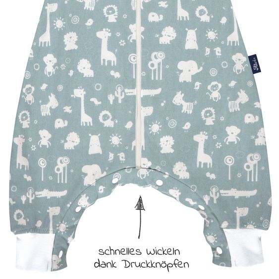 Alvi Sommer-Schlafsack mit Füßen / Sleep-Overall Light / Jumper + GRATIS Halstuch - Zootiere - Gr. 80 cm