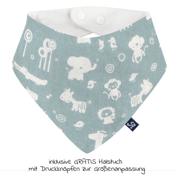 Alvi Sommer-Schlafsack mit Füßen / Sleep-Overall Light / Jumper + GRATIS Halstuch - Zootiere - Gr. 80 cm