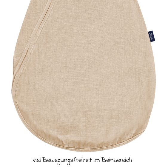Alvi Sommer-Schlafsack Sommertraum Light Mull - GRATIS Halstuch / Bandana-Lätzchen - Sand-Beige - Gr. 100 cm