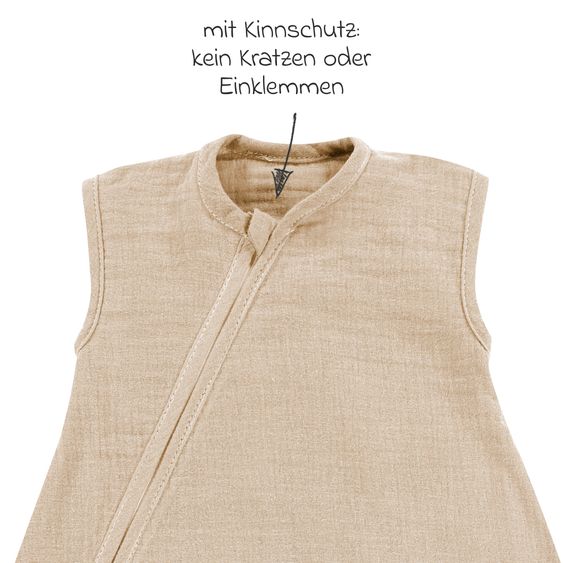 Alvi Sommer-Schlafsack Sommertraum Light Mull - GRATIS Halstuch / Bandana-Lätzchen - Sand-Beige - Gr. 80 cm