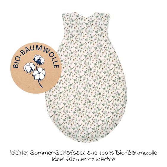 Alvi Sommer-Schlafsack Sommertraum - Organic Cotton - Petit Fleurs - Grün/Weiß - Gr. 110 cm