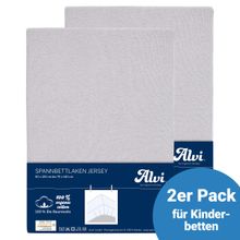 Spannbetttuch 2er Pack aus Bio-Baumwolle für Kinderbett 60 x 120 / 70 x 140 cm - Silbergrau