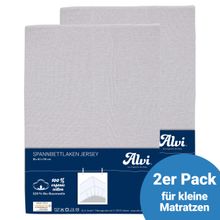 Spannbetttuch 2er Pack aus Bio-Baumwolle für kleine Matratzen 40 x 90 cm - Silbergrau