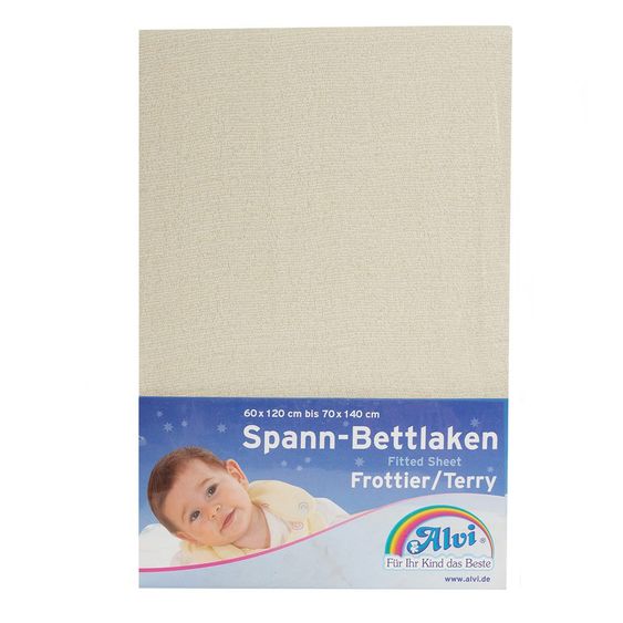 Alvi Spannbetttuch Frottee für Kinderbett 60 x 120 / 70 x 140 cm - Natur