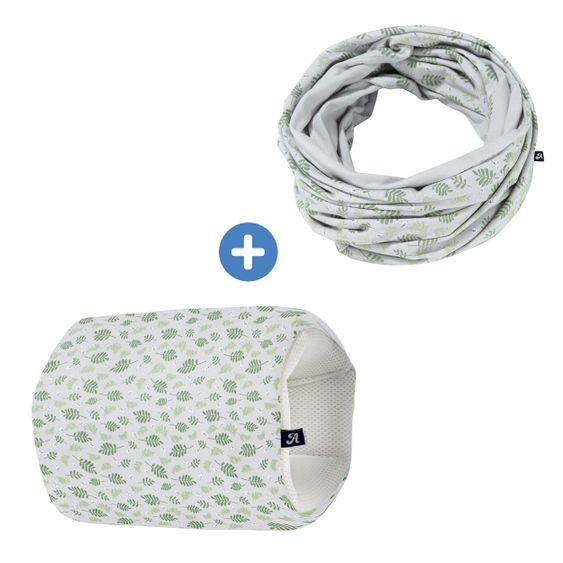Alvi Stillkissen-Set Organic Cotton - Stillrolle + Stillschal - Drifting Leaves