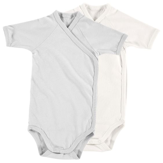 Alvi Wickelbody 2er Pack Kurzarm Organic Cotton - Grau + Weiß - Gr. 50
