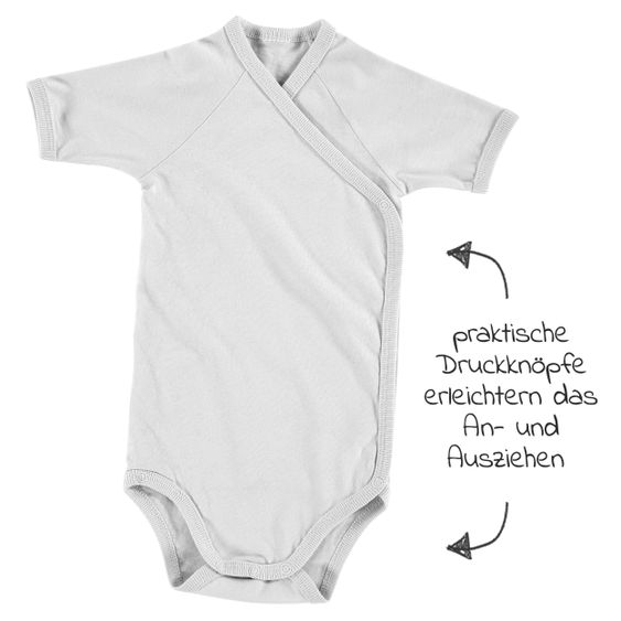 Alvi Wickelbody 2er Pack Kurzarm Organic Cotton - Grau + Weiß - Gr. 50