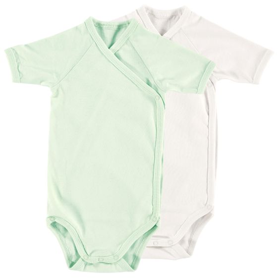 Alvi Wickelbody 2er Pack Kurzarm Organic Cotton - Mint + Weiß - Gr. 50