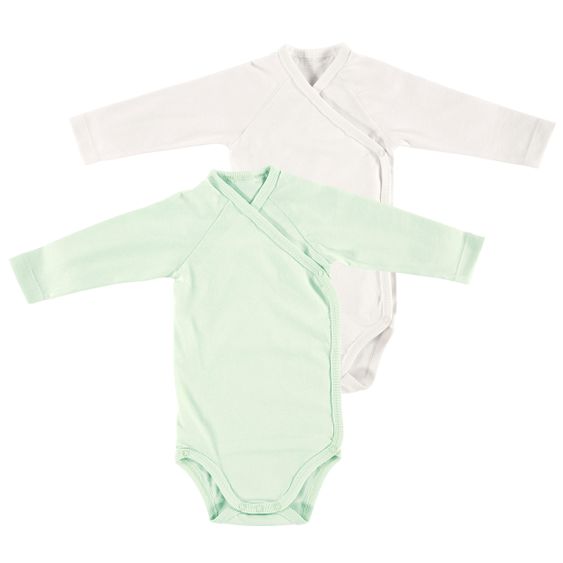 Alvi Wickelbody 2er Pack Langarm Organic Cotton - Mint + Weiß - Gr. 50