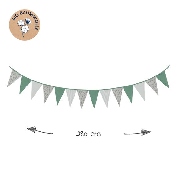 Alvi Wimpelgirlande Organic Cotton 280 cm - Drifting Leaves