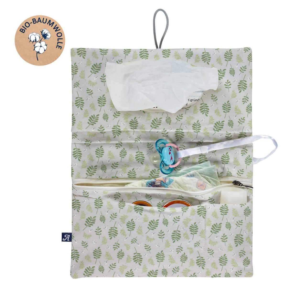 Alvi Windeltasche Organic Cotton 28 x 18 cm - Drifting Leaves