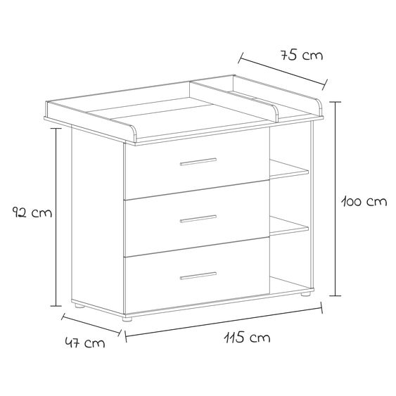 Arthur Berndt 3-piece nursery set Alessio with 3-door wardrobe, bed, changing unit with changing unit - Artisan-Oak / Anthracite