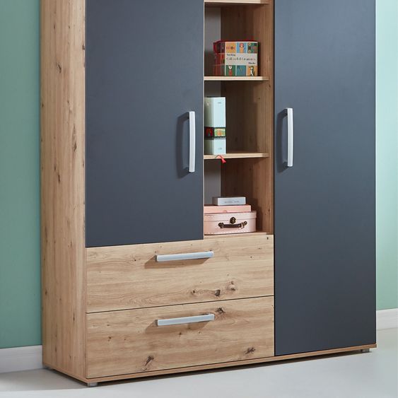 Arthur Berndt 3-piece nursery set Alessio with 3-door wardrobe, bed, changing unit with changing unit - Artisan-Oak / Anthracite