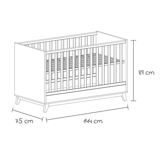 Arthur Berndt 3-tlg Kinderzimmer-Set Lina mit 4-türigem Schrank, Bett, Wickelkommode mit Wickelaufsatz - Kreideweiß / Walnuss-Optik