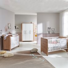 3-tlg Kinderzimmer-Set Marlon mit 3-türigem Schrank, Bett, Wickelkommode mit Wickelaufsatz - Artisan-Oak / Kreideweiß