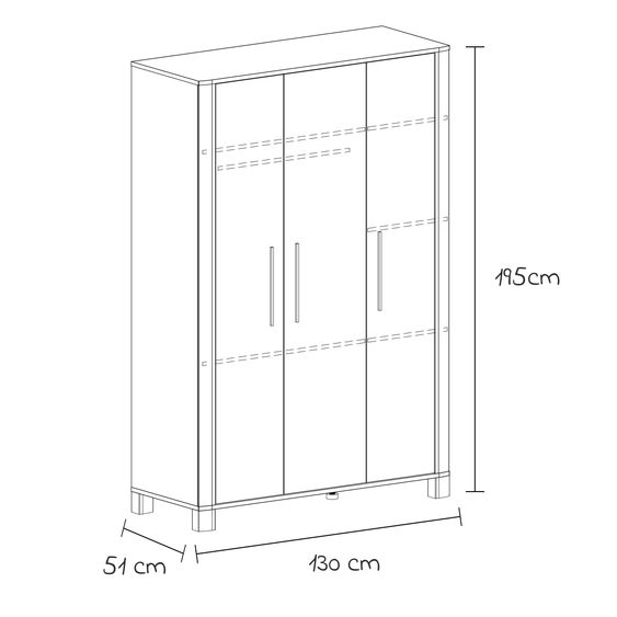 Arthur Berndt 3-tlg Kinderzimmer-Set Marlon mit 3-türigem Schrank, Bett, Wickelkommode mit Wickelaufsatz - Artisan-Oak / Kreideweiß