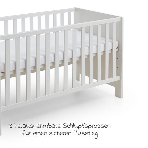 Arthur Berndt 3-tlg Kinderzimmer-Set Thilo mit 3-türigem Schrank, Bett, Wickelkommode mit Wickelaufsatz - Weiß