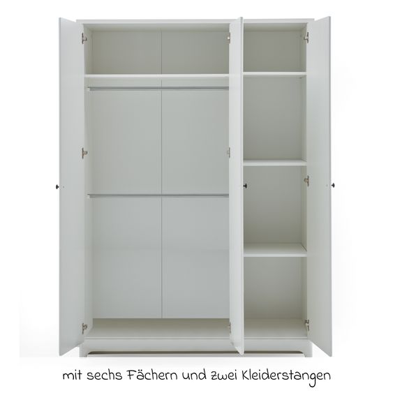 Arthur Berndt 3-tlg Kinderzimmer-Set Thilo mit 3-türigem Schrank, Bett, Wickelkommode mit Wickelaufsatz - Weiß