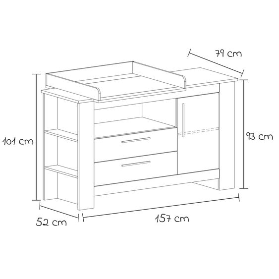 Arthur Berndt 3-tlg Kinderzimmer-Set Til mit 3-türigem Schrank, Bett, extrabreite Wickelkommode mit Wickelaufsatz - Nordic Wood