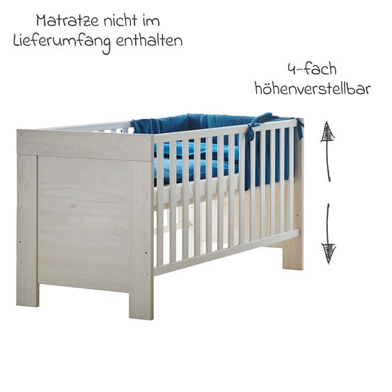 Arthur Berndt Set nursery Til a 3 pezzi con armadio a 3 ante, letto, fasciatoio extra-large con piano fasciatoio - Legno Nordico