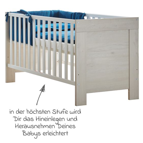 Arthur Berndt Set nursery Til a 3 pezzi con armadio a 3 ante, letto, fasciatoio extra-large con piano fasciatoio - Legno Nordico