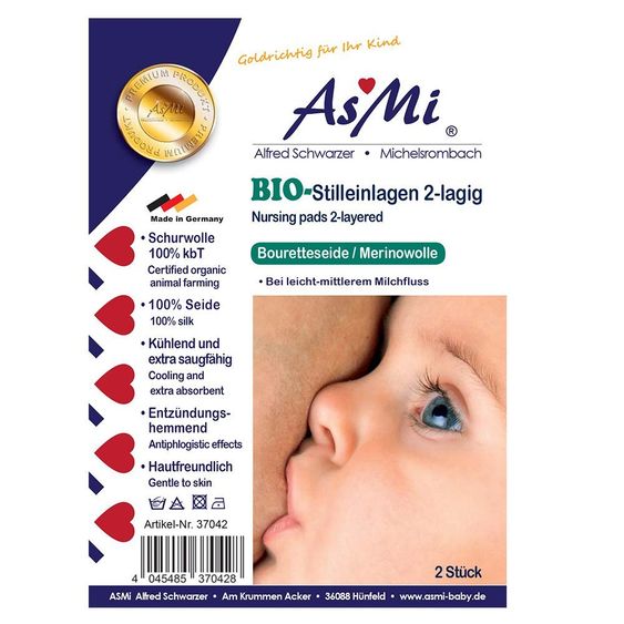 Asmi Bio-Stilleinlage 2-lagig Bouretteseide / Schurwolle